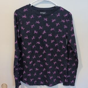 Cat & Jack Dark Gray Shirt with Pink Horse Design